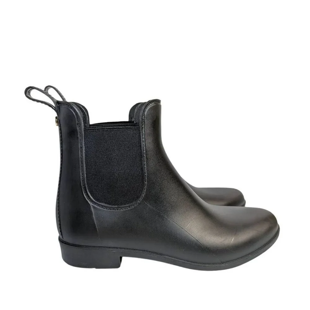 Sam Edelman Black matte tinsley ankle rainboots waterproof booties womens 8